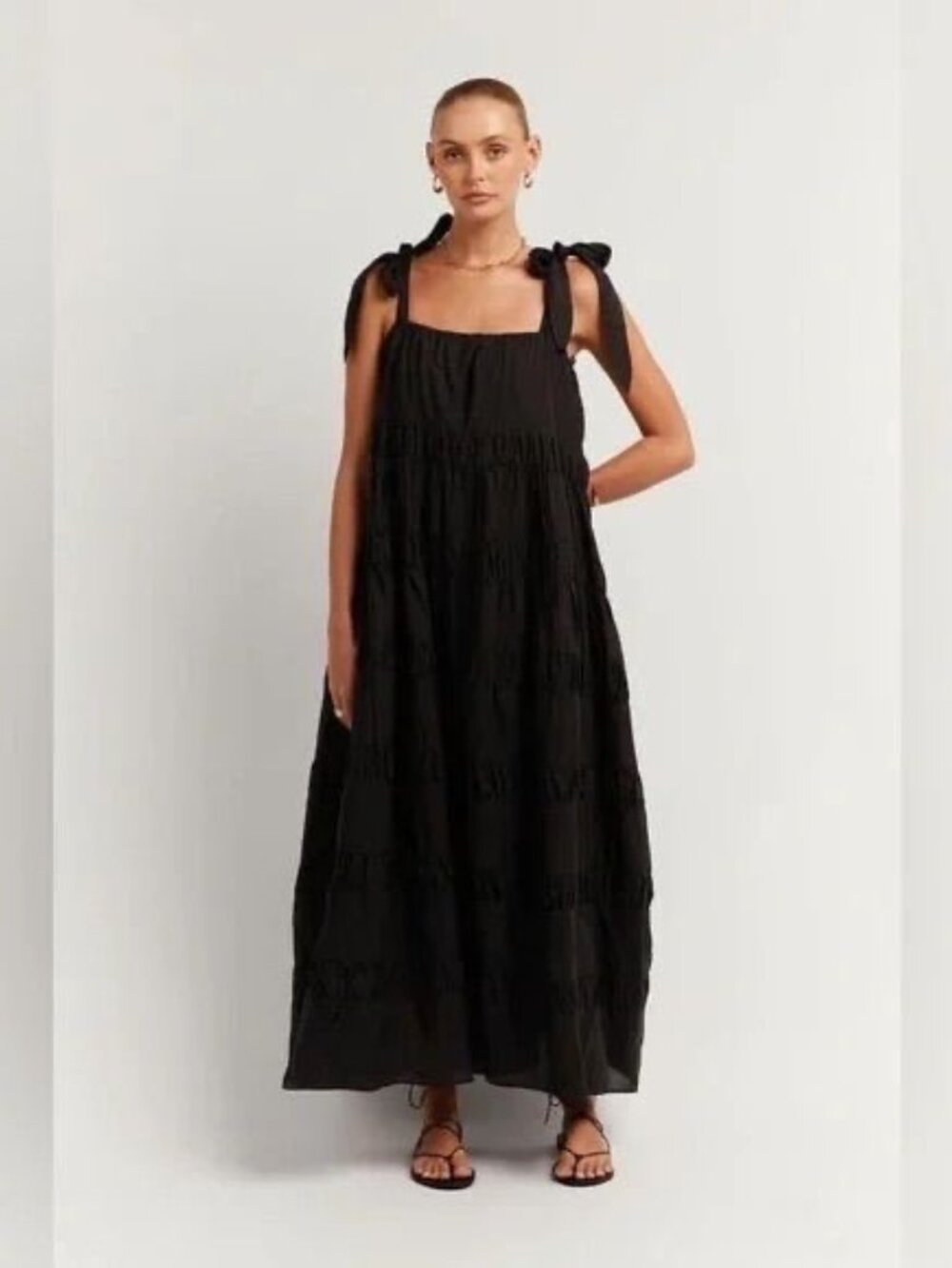 Dissh Amma Black Tie Midi Dress View 3